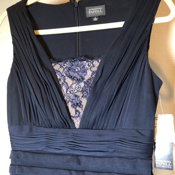 Adrianna Papell Navy Blue Gown Size 6 - Picture 2 of 8